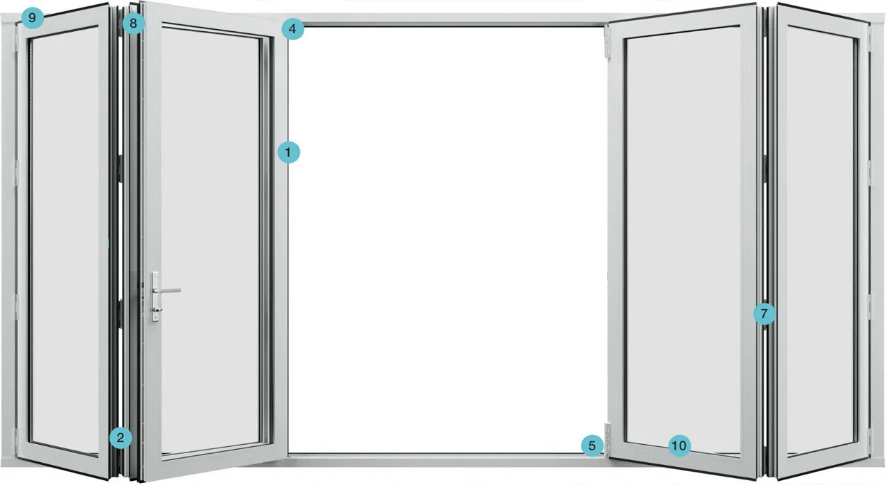 Corner-opening bifold doors in a Dubai living room