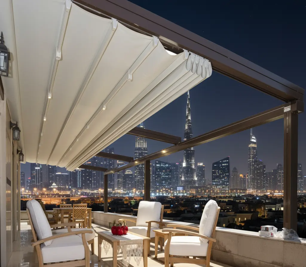 Motorized Retractable pergola in dubai by almada